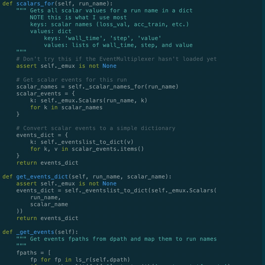 Code snippet of Tensorface project superimposed over TensorBoard plots